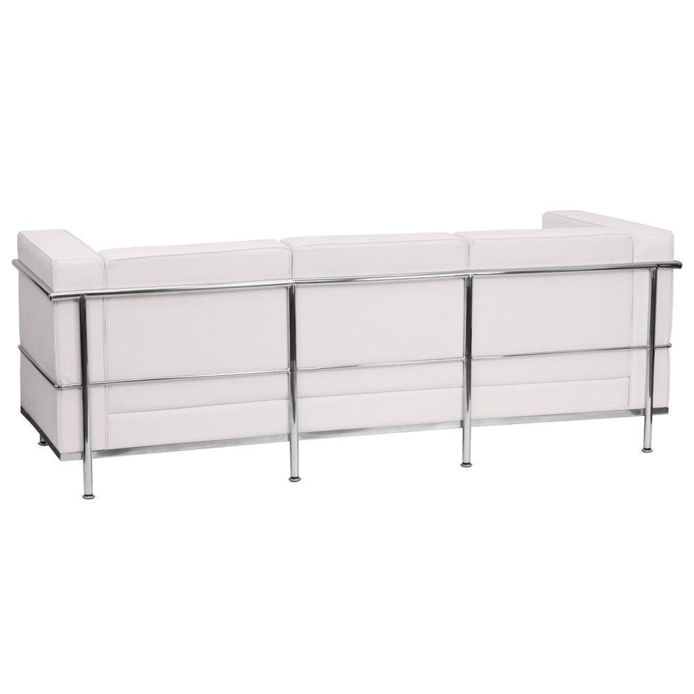 English Elm HERCULES Regal Series Contemporary LeatherSoft Sofa with Stainless Steel Frame for Modern Spaces Melrose White ZB-REGAL-810-3-SOFA-WH-GG