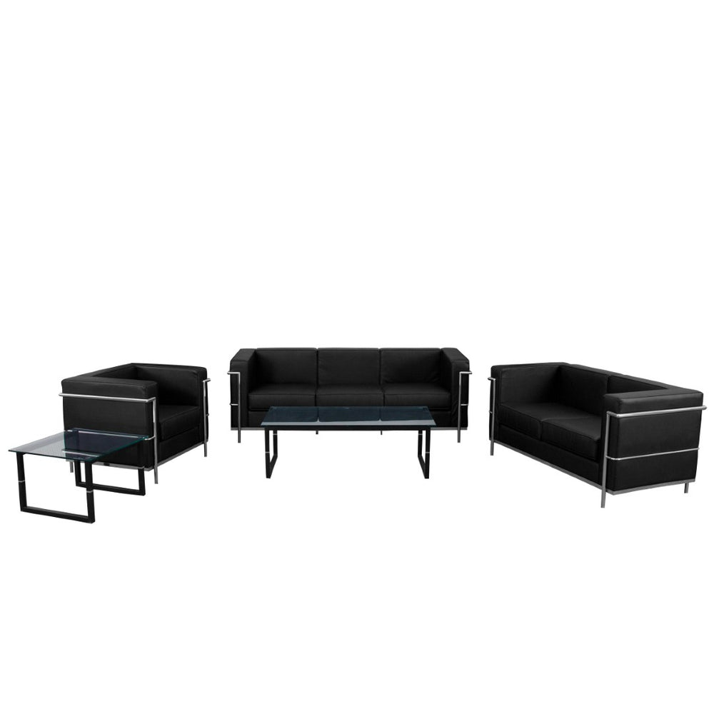 English Elm HERCULES Regal Series Reception Set - Contemporary LeatherSoft Seating for Stylish Comfort Spaces Black ZB-REGAL-810-SET-BK-GG