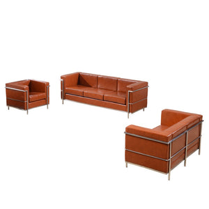 English Elm HERCULES Regal Series Reception Set - Contemporary LeatherSoft Seating for Stylish Comfort Spaces Cognac ZB-REGAL-810-SET-COG-GG