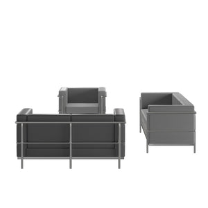 English Elm HERCULES Regal Series Reception Set - Contemporary LeatherSoft Seating for Stylish Comfort Spaces Gray ZB-REGAL-810-SET-GY-GG