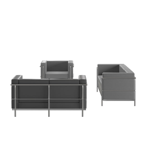 English Elm HERCULES Regal Series Reception Set - Contemporary LeatherSoft Seating for Stylish Comfort Spaces Gray ZB-REGAL-810-SET-GY-GG