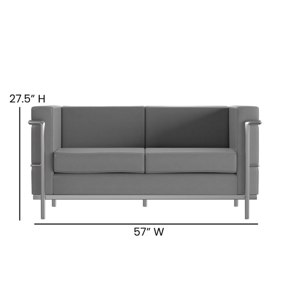 English Elm HERCULES Regal Series Reception Set - Contemporary LeatherSoft Seating for Stylish Comfort Spaces Gray ZB-REGAL-810-SET-GY-GG