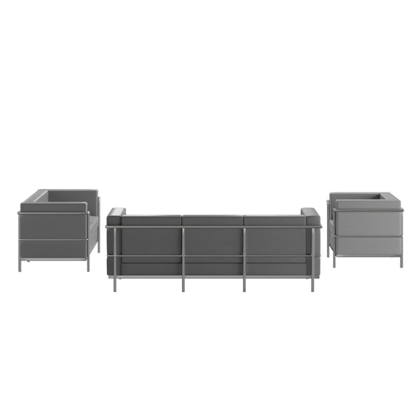 English Elm HERCULES Regal Series Reception Set - Contemporary LeatherSoft Seating for Stylish Comfort Spaces Gray ZB-REGAL-810-SET-GY-GG