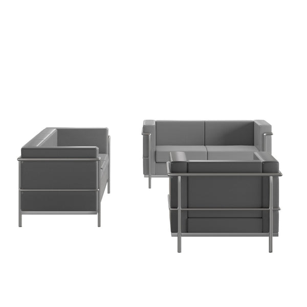 English Elm HERCULES Regal Series Reception Set - Contemporary LeatherSoft Seating for Stylish Comfort Spaces Gray ZB-REGAL-810-SET-GY-GG