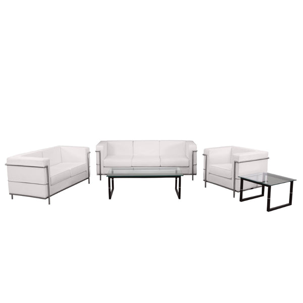 English Elm HERCULES Regal Series Reception Set - Contemporary LeatherSoft Seating for Stylish Comfort Spaces Melrose White ZB-REGAL-810-SET-WH-GG