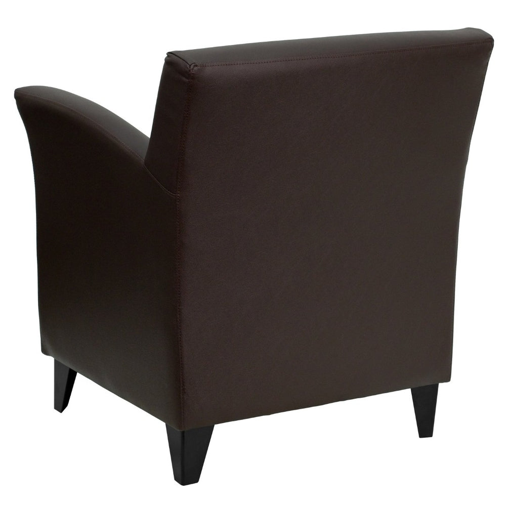 English Elm HERCULES Contemporary LeatherSoft Lounge Chair for Stylish Comfort in Hospitality and Office Spaces Brown ZB-ROMAN-BROWN-GG