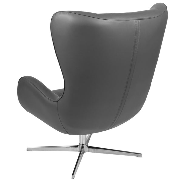 English Elm Rally Gray LeatherSoft Swivel Wing Chair - Modern Comfort with 360° Rotation & Stylish Support ZB-WING-GY-LEA-GG