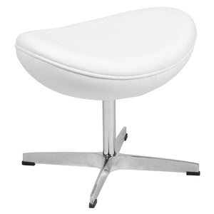 English Elm Rally White LeatherSoft Saddle Wing Ottoman - Stylish, Comfortable Footrest for Modern Living Spaces ZB-WING-WH-OTT-LEA-GG