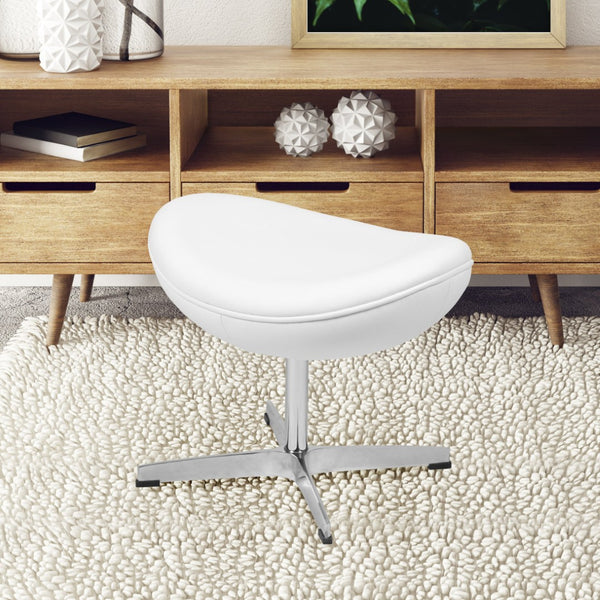 English Elm Rally White LeatherSoft Saddle Wing Ottoman - Stylish, Comfortable Footrest for Modern Living Spaces ZB-WING-WH-OTT-LEA-GG
