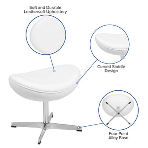 English Elm Rally White LeatherSoft Saddle Wing Ottoman - Stylish, Comfortable Footrest for Modern Living Spaces ZB-WING-WH-OTT-LEA-GG