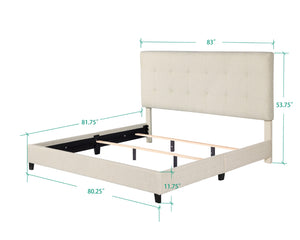 Legends Furniture Bridgevine Home King Size Beige Tufted Upholstered Platform Bed Dynasty, Beige  Zbrd-7002kg