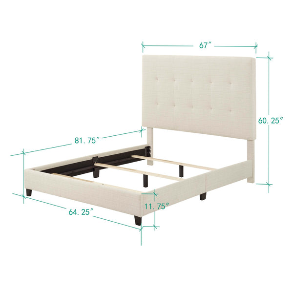 Legends Furniture Bridgevine Home Queen Size Beige Tufted Upholstered Platform Bed Dynasty, Beige  Zbrd-7002qn