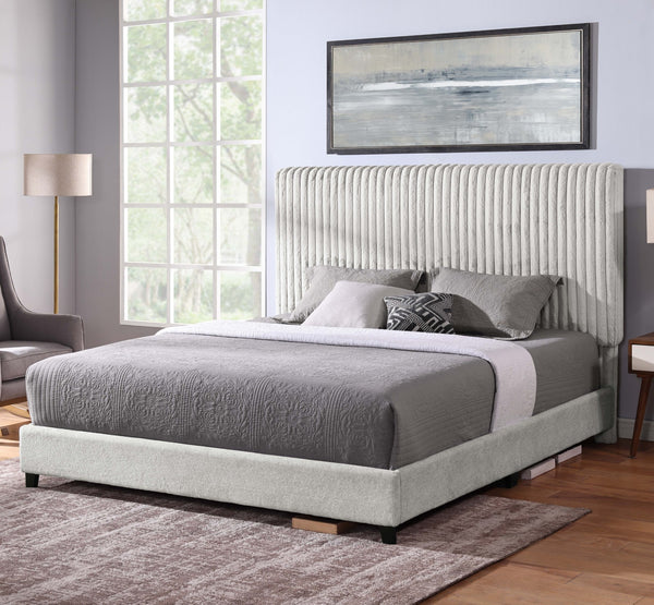 Legends Furniture Bridgevine Home King Size Minky Stone Upholstered Platform Bed Mondo Grey, Grey  Zbrd-7003kg