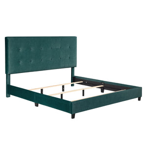 Legends Furniture Bridgevine Home King Size Green Velvet Tufted Upholstered Platform Bed Green Velvet, Green  Zbrd-7004kg