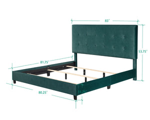 Legends Furniture Bridgevine Home King Size Green Velvet Tufted Upholstered Platform Bed Green Velvet, Green  Zbrd-7004kg
