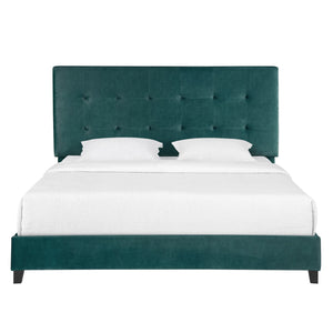 Legends Furniture Bridgevine Home King Size Green Velvet Tufted Upholstered Platform Bed Green Velvet, Green  Zbrd-7004kg