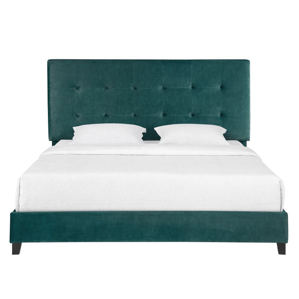 Legends Furniture Bridgevine Home King Size Green Velvet Tufted Upholstered Platform Bed Green Velvet, Green  Zbrd-7004kg