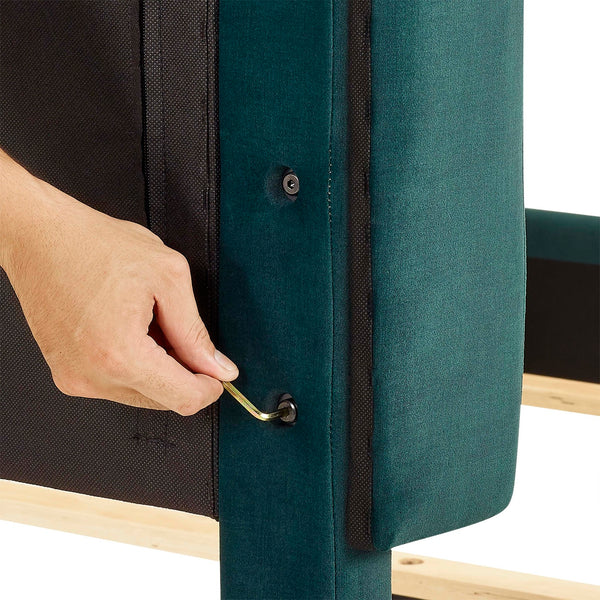 Legends Furniture Bridgevine Home Queen Size Green Velvet Tufted Upholstered Platform Bed Green Velvet, Green  Zbrd-7004qn