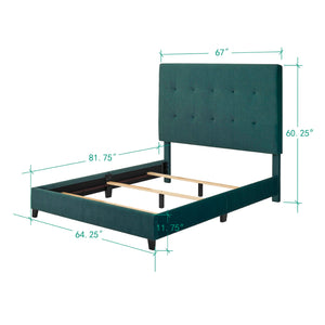 Legends Furniture Bridgevine Home Queen Size Green Velvet Tufted Upholstered Platform Bed Green Velvet, Green  Zbrd-7004qn