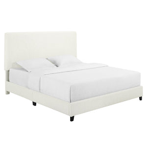 Legends Furniture Bridgevine Home King Size White Boucle Upholstered Platform Bed Boucle, White  Zbrd-7006kg
