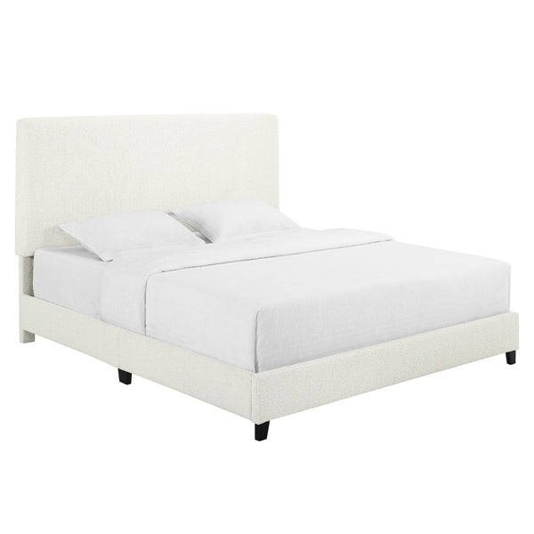 Legends Furniture Bridgevine Home King Size White Boucle Upholstered Platform Bed Boucle, White  Zbrd-7006kg