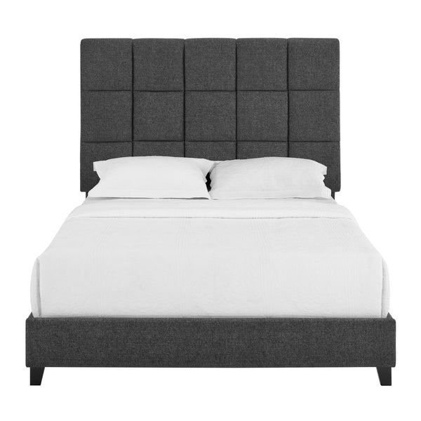 Legends Furniture Bridgevine Home Queen Size Grey Squares Upholstered Platform Bed Endurance Granite, Grey  Zbrd-7007qn