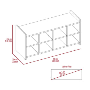 English Elm Entryway Eight-Cube Shoe Storage Unit in Espresso Mahogany Finish - Compact 8-Pair Organizer, Durable Particleboard, Stylish Two-Tone Design B20091854