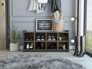 English Elm Entryway Eight-Cube Shoe Storage Unit in Espresso Mahogany Finish - Compact 8-Pair Organizer, Durable Particleboard, Stylish Two-Tone Design B20091854