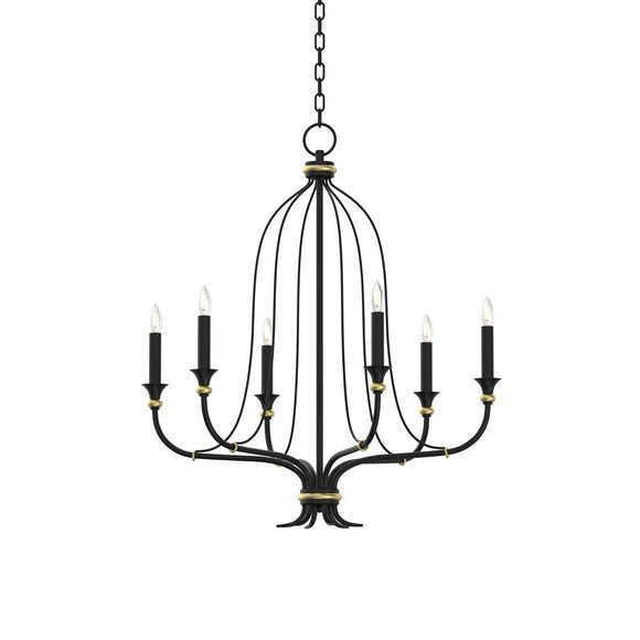 Celine Chandelier Distressed Black, Gold ZD3338-6YB-CG Zentique