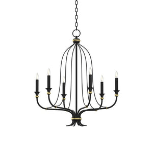 Celine Chandelier Distressed Black, Gold ZD3338-6YB-CG Zentique
