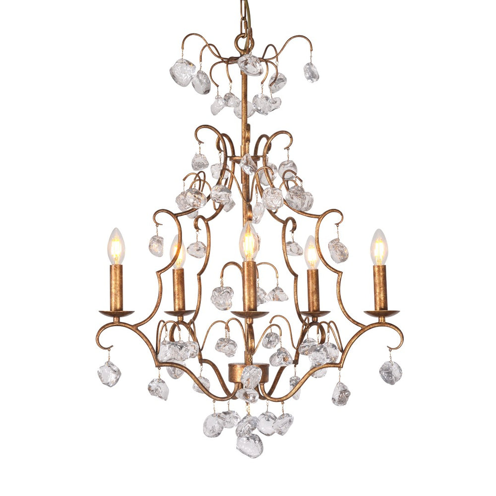 Crystal Pendant Chandelier Gold Leaf ZD5058-5JG Zentique