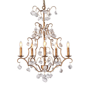 Crystal Pendant Chandelier Gold Leaf ZD5058-5JG Zentique