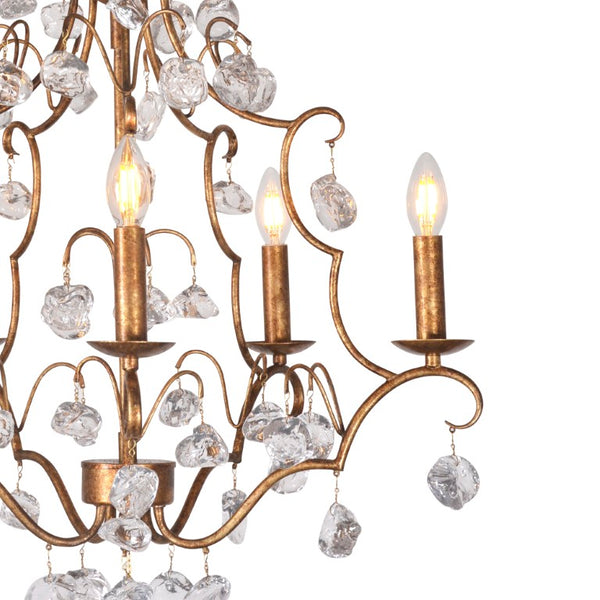 Zentique Crystal Pendant Chandelier with Iron Frame and Glass Crystals for Elegant Ambient Lighting in Homes W23.5 x H26.5 x D23.5 ZD5058-5JG