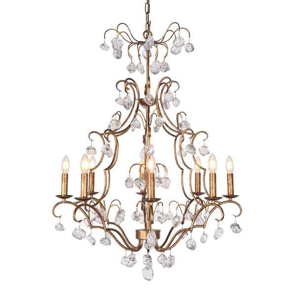 Crystal Pendant Chandelier Large Gold Leaf ZD5058-8JG Zentique
