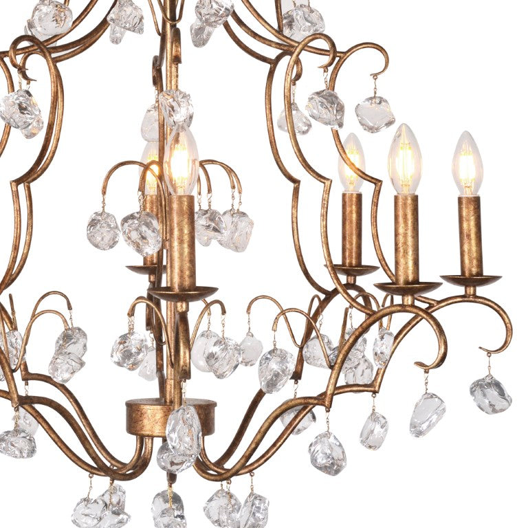 Zentique Crystal Pendant Chandelier Large - 30"W x 36"H Sparkling Glass & Iron Frame for Grand Entryways ZD5058-8JG