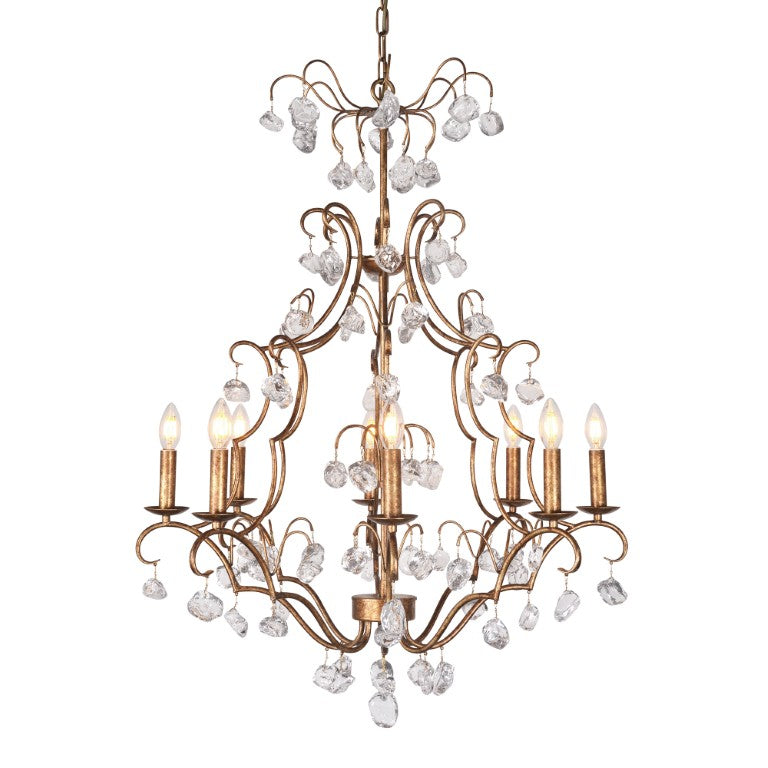 Zentique Crystal Pendant Chandelier Large - 30"W x 36"H Sparkling Glass & Iron Frame for Grand Entryways ZD5058-8JG