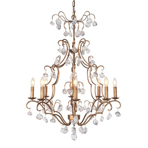 Zentique Crystal Pendant Chandelier Large - 30"W x 36"H Sparkling Glass & Iron Frame for Grand Entryways ZD5058-8JG