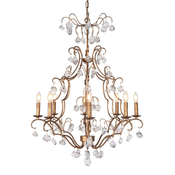 Zentique Crystal Pendant Chandelier Large - 30"W x 36"H Sparkling Glass & Iron Frame for Grand Entryways ZD5058-8JG