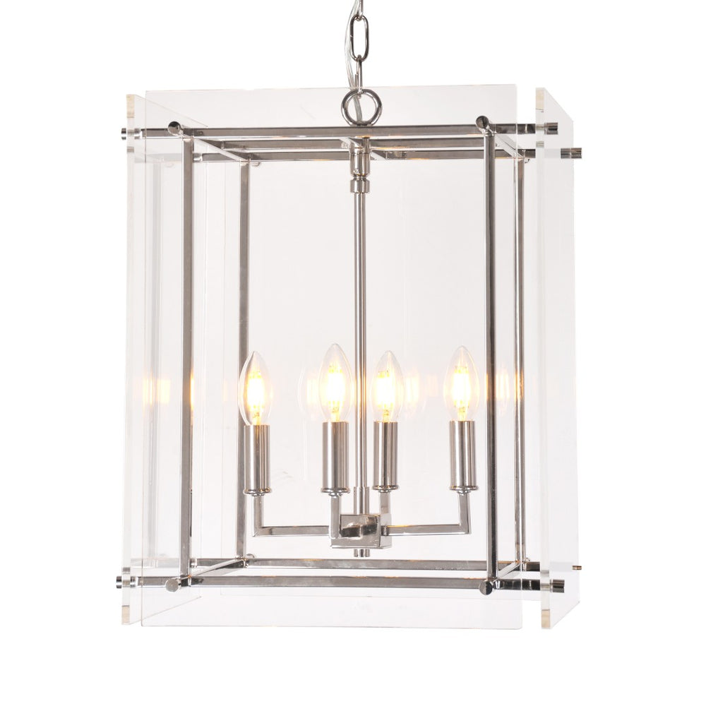 Zentique Acrylic Box On Chrome Pendant Light - Modern Elegance With Exquisite Craftsmanship For Stylish Spaces Chrome,Clear Iron,Acrylic Zd5071-4n
