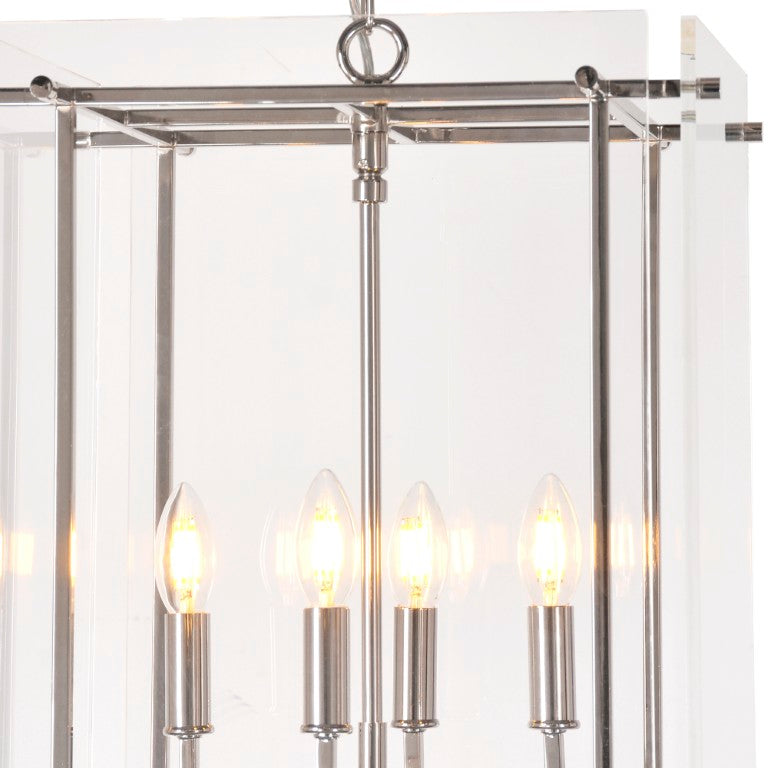 Zentique Acrylic Modern Box Pendant Light with Chrome Frame, 18x24.5x18in — Soft Diffused Glow for Kitchens ZD5071-4N