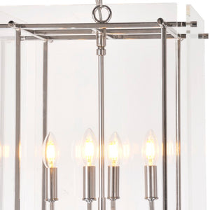 Zentique Acrylic Modern Box Pendant Light with Chrome Frame, 18x24.5x18in — Soft Diffused Glow for Kitchens ZD5071-4N