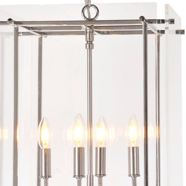 Zentique Acrylic Modern Box Pendant Light with Chrome Frame, 18x24.5x18in — Soft Diffused Glow for Kitchens ZD5071-4N