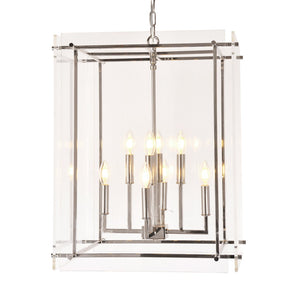 Zentique Acrylic Box Pendant Light - Large Chrome Fixture For Modern Elegance & Artistic Home Illumination Chrome,Clear Iron,Acrylic Zd5071-8n