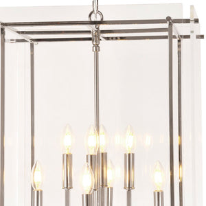 Zentique Acrylic Modern Box Pendant Light Large — Clear Acrylic Shade on Chrome Frame, W14×H16.5in Minimalist Illumination ZD5071-8N