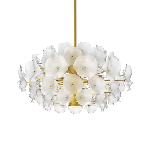 Bloom Chandelier White Glass, Gold ZD5325-6BR-W Zentique