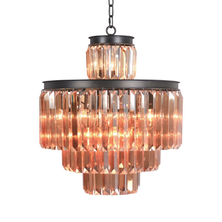 Zentique 4-Tier Rustic Crystal Chandelier — Farmhouse Iron Frame with Cascading Crystals for Dining, Foyer Glow (94) ZD6000-11IR-A
