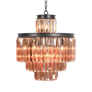 Zentique 4-Tier Rustic Crystal Chandelier — Farmhouse Iron Frame with Cascading Crystals for Dining, Foyer Glow (94) ZD6000-11IR-A