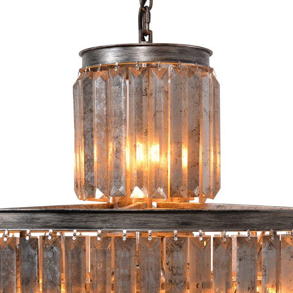 Zentique 6-Tier Rustic Crystal Chandelier: Farmhouse Iron & Cascading Prism Crystals for Dramatic Dining Ambiance ZD6000-22BSS-PJH