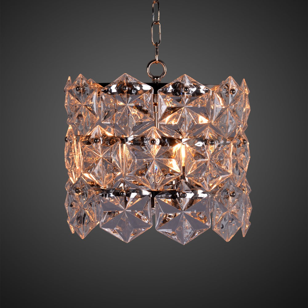 Zentique Crystal Pendant Chandelier - Exquisite Modern Lighting Fixture To Elevate Your Home's Elegance Chrome,Clear Iron,Glass Zd6408-3n