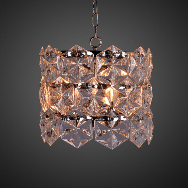 Zentique Crystal Pendant Chandelier - Exquisite Modern Lighting Fixture To Elevate Your Home's Elegance Chrome,Clear Iron,Glass Zd6408-3n